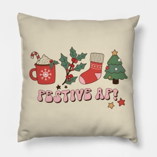 Retro Funny Christmas Festive AF Pillow