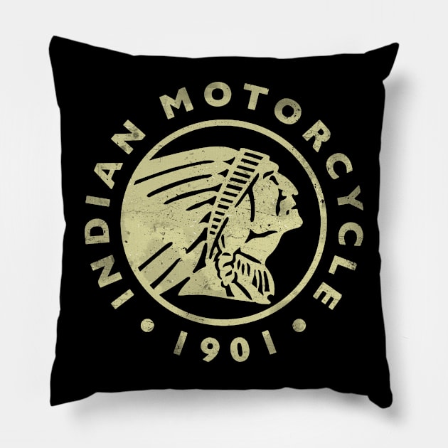 Motorcycle - indian vintage sign Pillow by ploxd