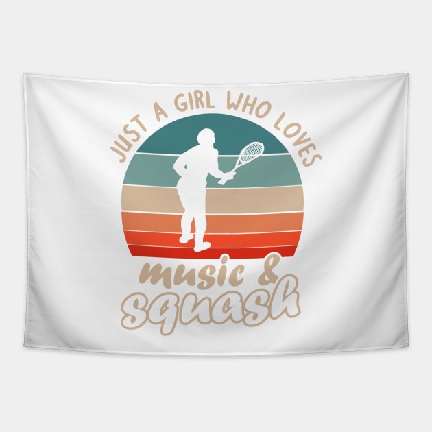 Music and Squash Racket Court Hobby Sports Tapestry by FindYourFavouriteDesign