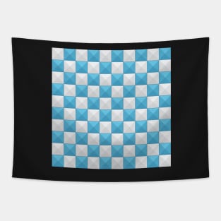 Blue and White Checkered Squares Tapestry