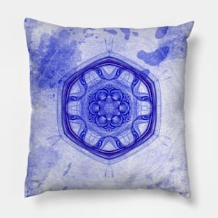 Blue wheel of fortune mandala Pillow