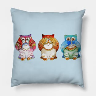 Three wise owls Pillow