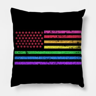 Rainbow American Flag Pillow