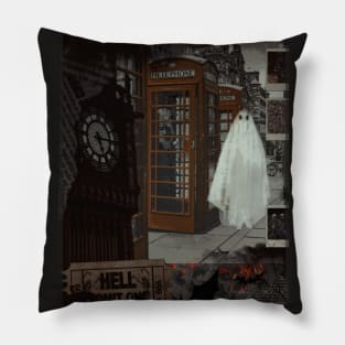 Halloween aesthetics pumpkin ghost spooky London Big Ben pumpkin Pillow