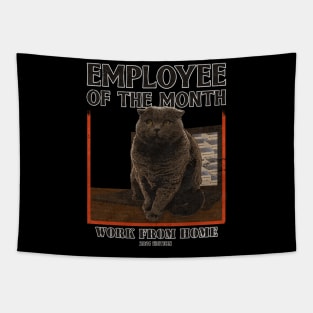 Employee Of The Month Work From Home 2021 Cat Vintage Tapestry