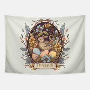 Happy Easter Cute Magic Bird Floral Vintage Painted Egg Easter Tapestry