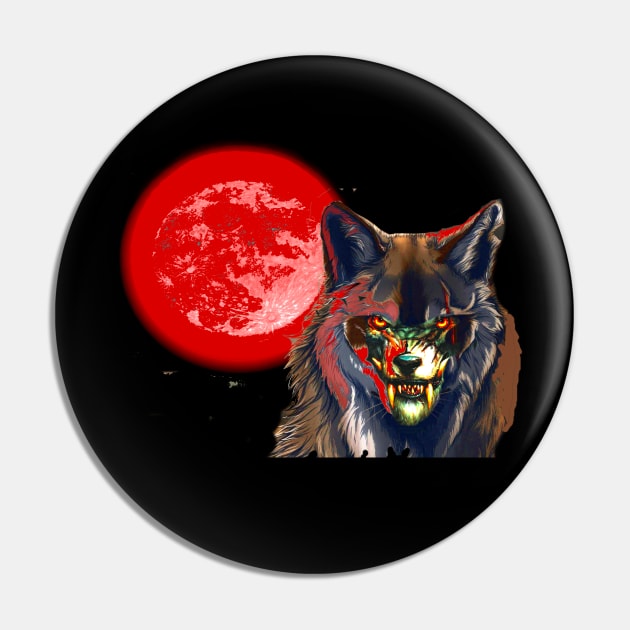 BLOOD MOON WOLF Pin by Horrific Humor