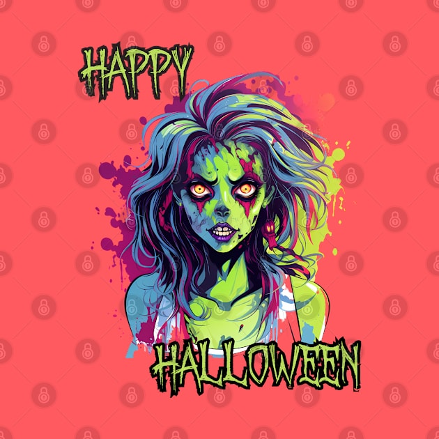 Spooky Zombie Girl Happy Halloween by DivShot 