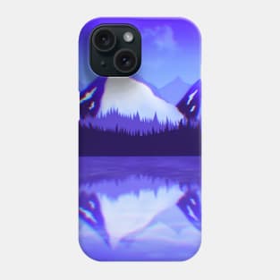 Blue Purple Mountains nature Landscape with chromatic aberration Phone Case