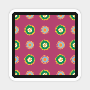 Colorful cogs gears pattern on purple background Magnet