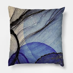 Black and Blue Abstract Art Pillow