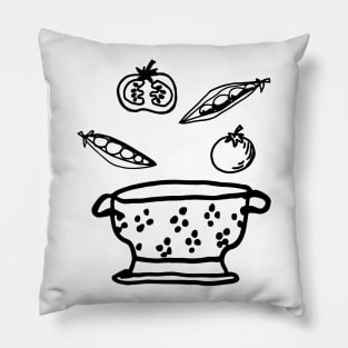 Retro Veggie Soup Design Pillow