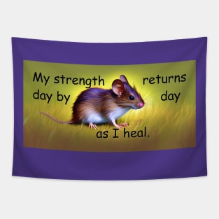 Healing mantra with field mouse Tapestry