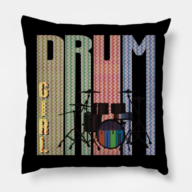 Girl Drum Kit Pillow by KateVanFloof