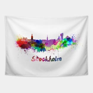 Stockholm skyline in watercolor Tapestry