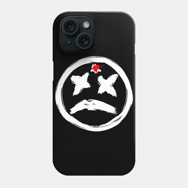 Bloody Gun Shot Dead Smiley Face Frowning Phone Case by INpressMerch