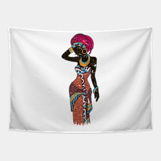 Afro Black Women Head Wrap Dashiki Style Tapestry