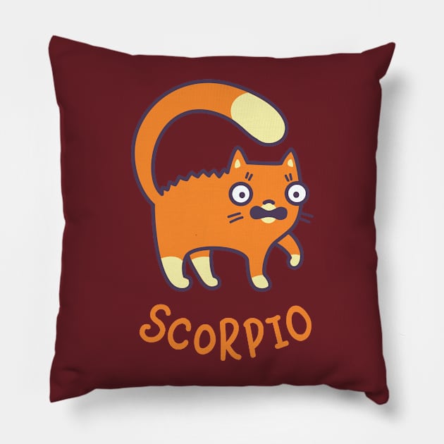 Funny Scorpio Cat Horoscope Tshirt - Astrology and Zodiac Gift Ideas! Pillow by BansheeApps