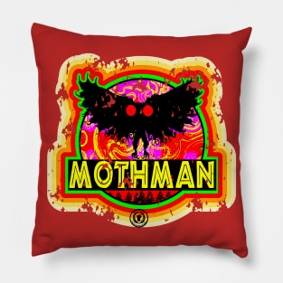 Retro Vintage Distressed Mothman Cryptid Monster Cryptozoology Pillow