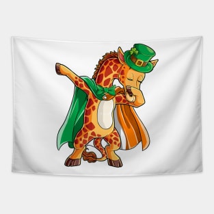 Dabbing Giraffe St Patricks Day Men Leprechaun Irish Tapestry