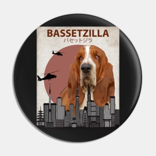 Bassetzilla – Basset Hound Giant Dog Monster Pin