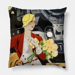 Allemagne Germany Railroad Vintage Poster 1928 Pillow