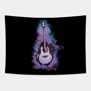 Watercolor Acoustic Guitar Digital Art Tapestry