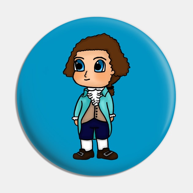 Chibi Thomas Jefferson - Large Design Pin by Aeriskate