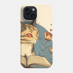 Cat and Book Retro 20 Phone Case