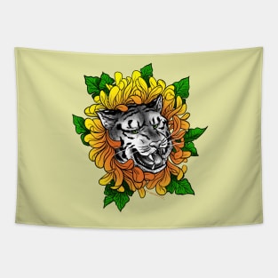 tiger + flower (yellow) Tapestry