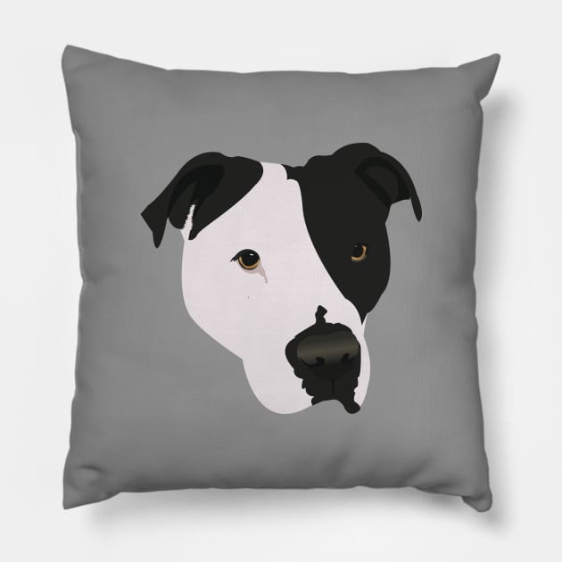 Black and White Pit Bull Pillow by KCPetPortraits