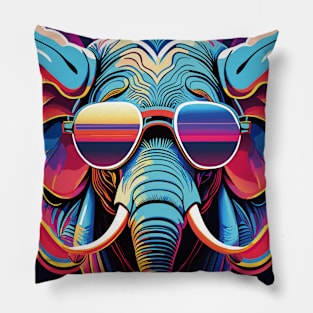 Shades of Cool: A Stylish Elephant in Sunglasses Pillow