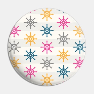 Nautical Wheel Pattern Stripes Colorful Pin