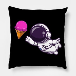 Astronaut Floating with Ice Cream Cartoon Pillow