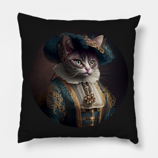 Pretty Tabby Cat in Baroque Costume Pillow