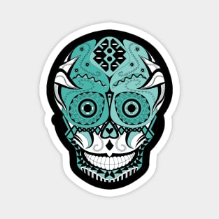 death with a mexican smile ecopop art in floral day of the dead pattern catrina Magnet