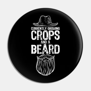 Funny Mens Growing Crops & Beard Farming Gift for Him Pin