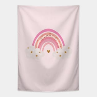 Cute Pink Rainbow Tapestry