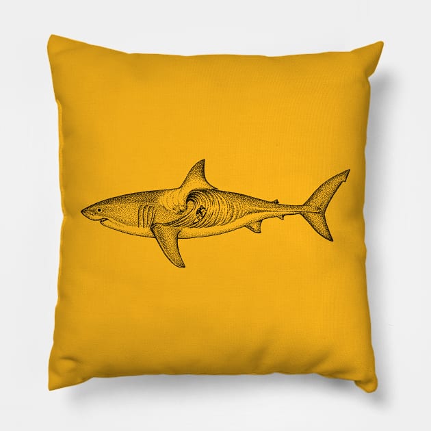 Great White Wave Pillow by HabbyArt