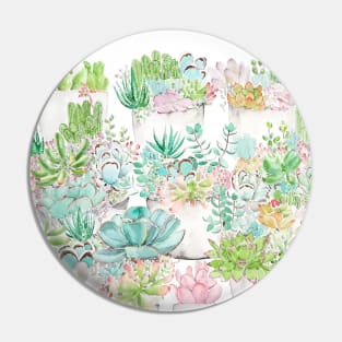 botanical succulent and cactus garden watercolor Pin