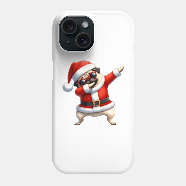 Christmas Pug Dog Dabbing Dance Phone Case by Chromatic Fusion Studio