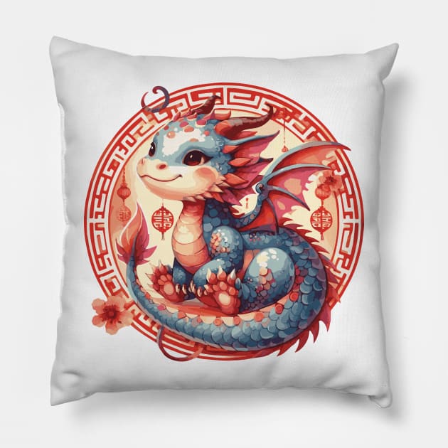 Year of the Baby Dragon 2024 Pillow by Heartsake