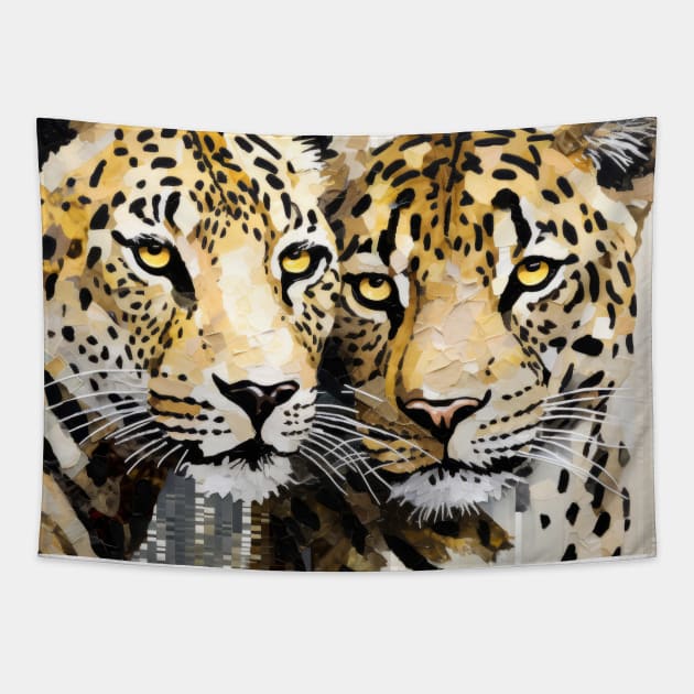 Leopard Animal Art Decor Paint Mosaic Tapestry by Cubebox