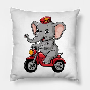 Baby Elephant on a Motorbike Pillow