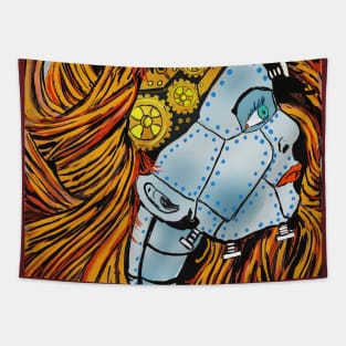 Robo Steampunk Girl Tapestry