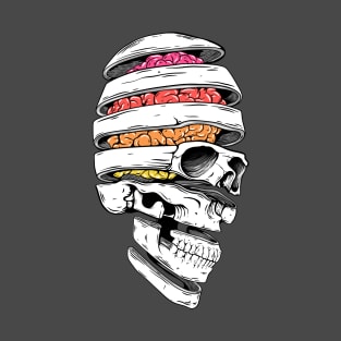 Sliced And Diced, Vibrant Skull Design. T-Shirt