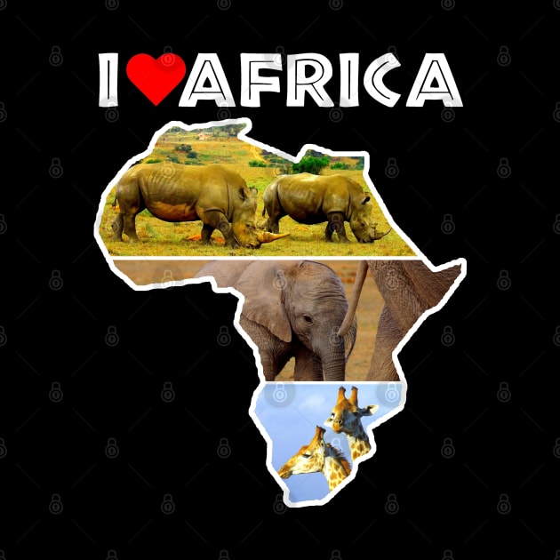 I Love Africa Wildlife Collage Map by PathblazerStudios