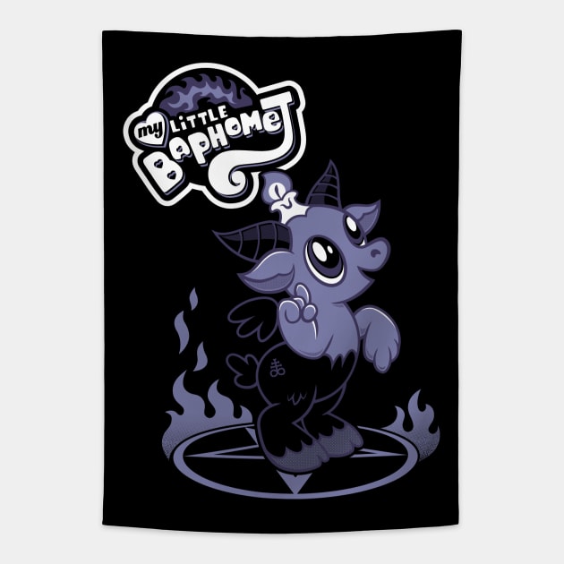 My Little Baphomet - Funny Cartoon Goat - Creepy Cute Goth Tapestry by Nemons