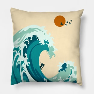 the waves at the beach side - illustration Pillow