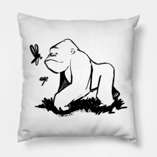 Gorilla with dragonflies Pillow